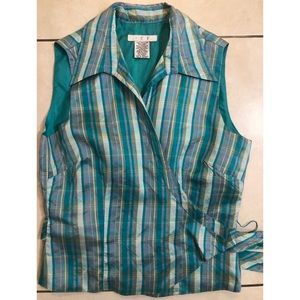 Sleeveless 100% Silk Plaid Wrap Top